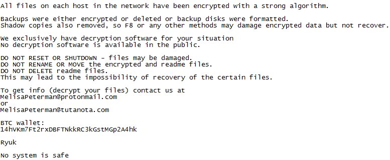 remove Ryuk Ransomware