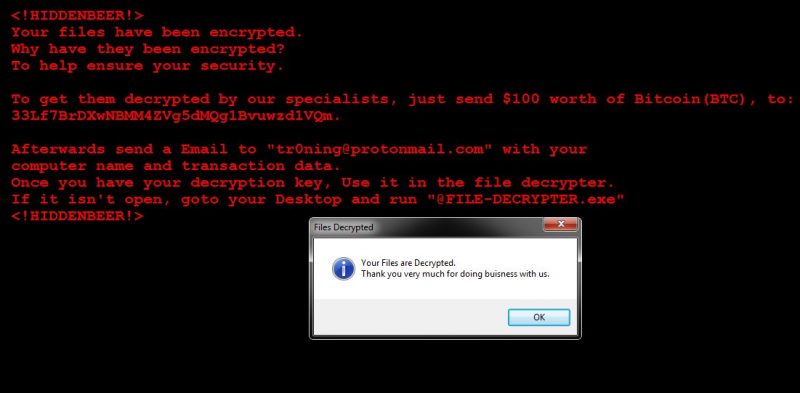 remove HiddenBeer ransomware