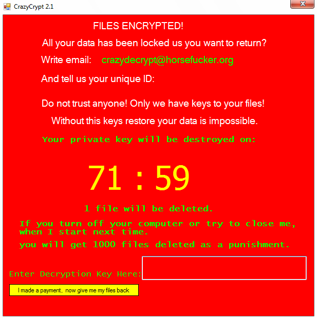 remove CrazyCrypt 2.1 Ransomware