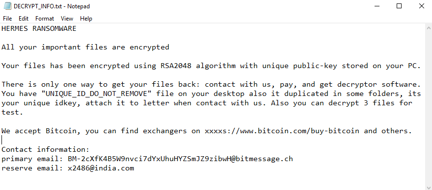 remove Hermes ransomware