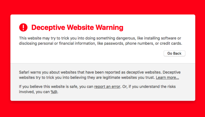  remove “Deceptive website warning” hijacker