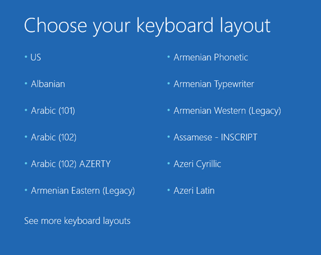 How to fix Windows 10 stuck at “Choose your keyboard layout” screen