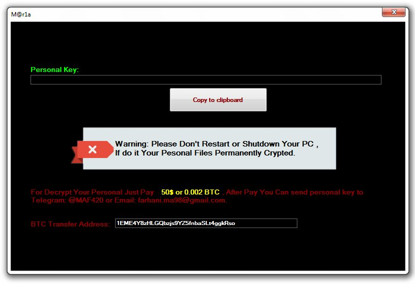 How to remove M@r1a Ransomware and decrypt .mariacbc files