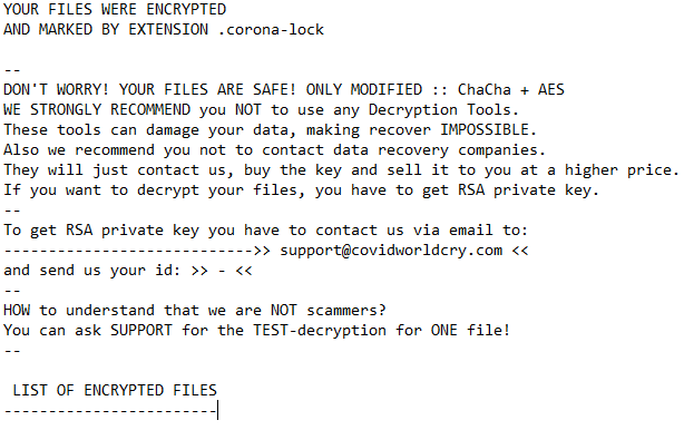 remove CovidWorldCry ransomware