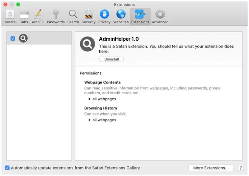How to remove AdminHelper (Mac)