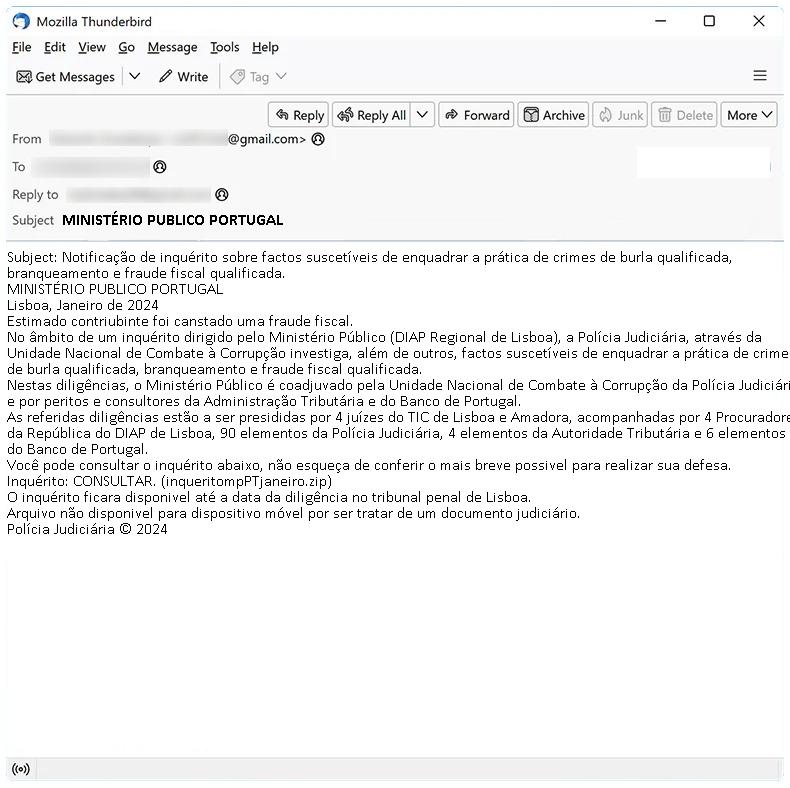 How to stop MINISTÉRIO PUBLICO PORTUGAL email scam