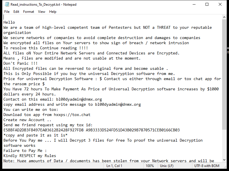 bl00dyadmin ransomware ransom note