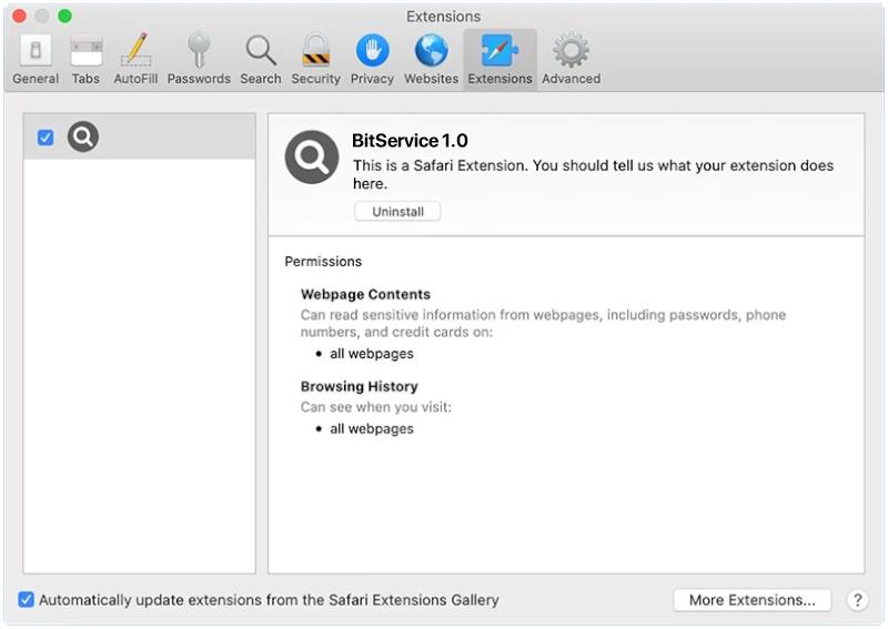 How to remove BitService (Mac)