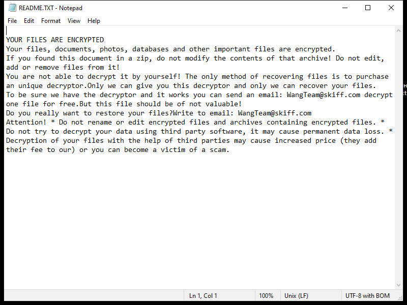 beast ransomware ransom note