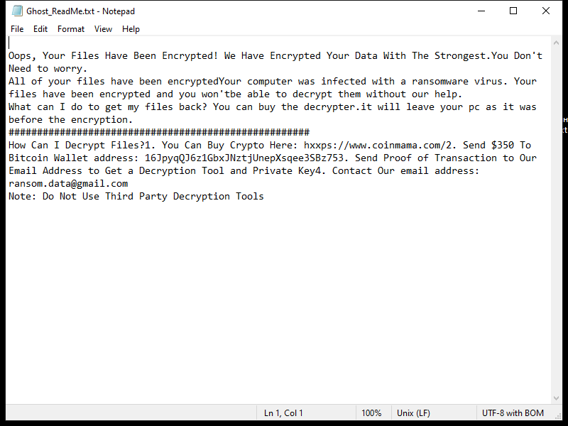 pegasus ransomware ransom note