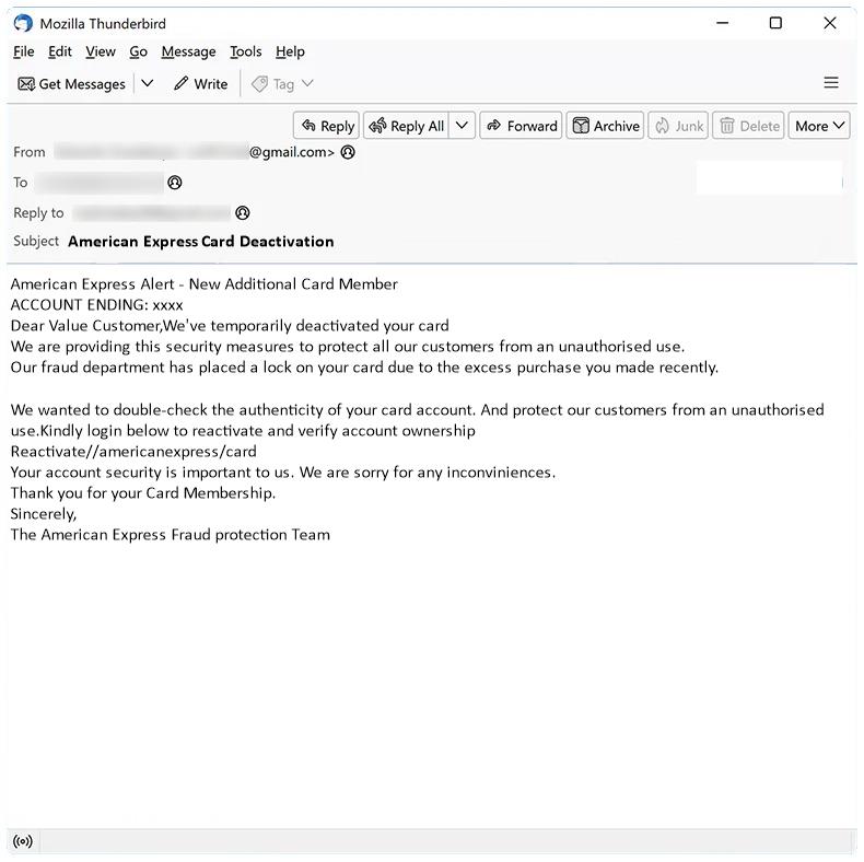 How to stop American Express Card Deactivation email scam