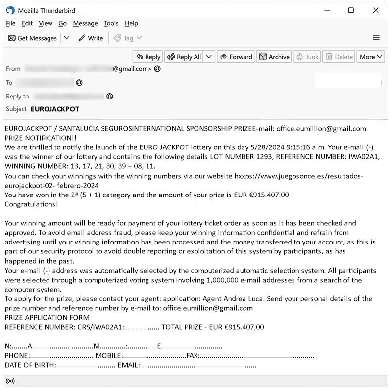 How to stop EUROJACKPOT email scam