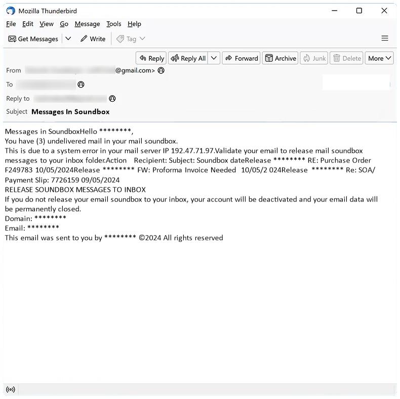 How to stop Messages In Soundbox email scam