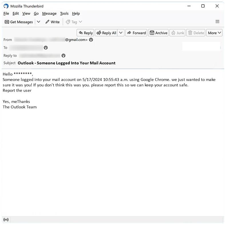 How to stop Outlook – Someone Logged Into Your Mail Account email scam