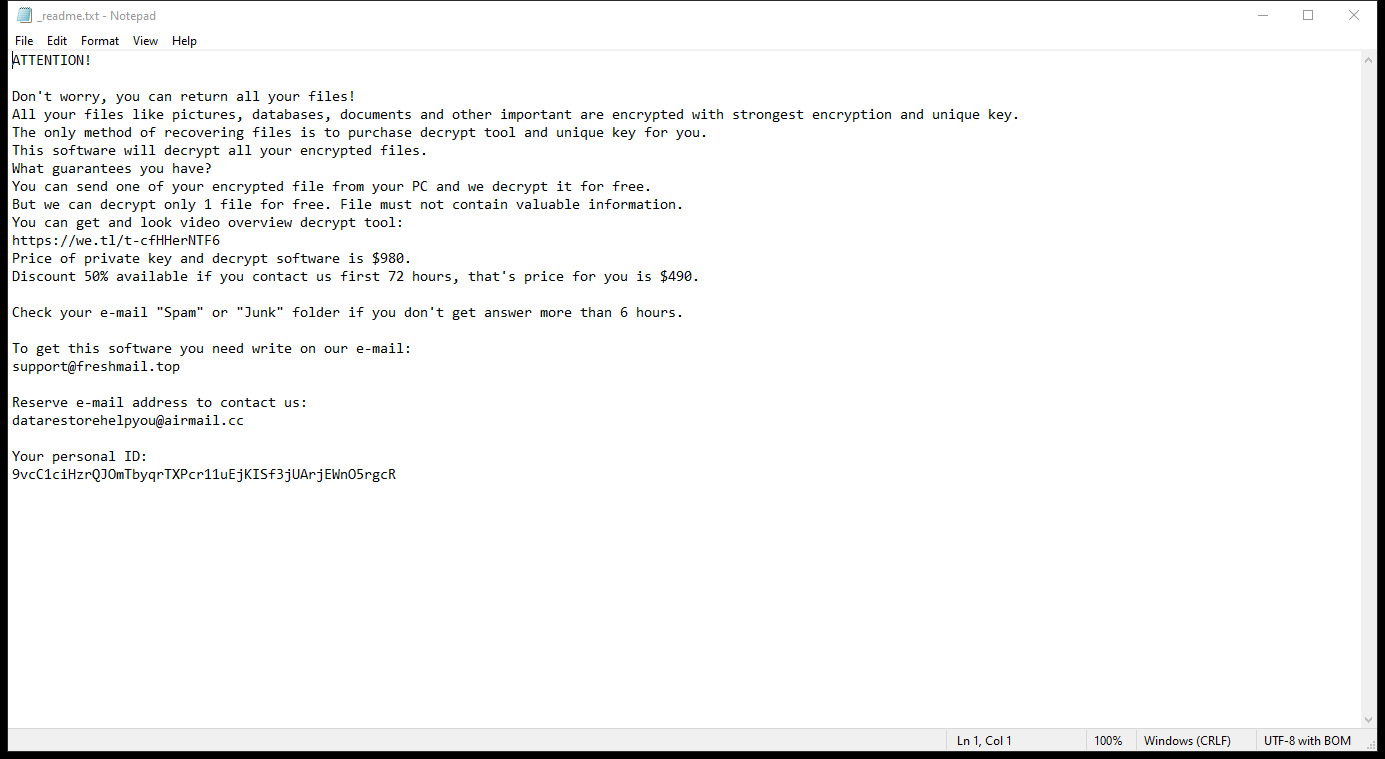 support@freshingmail.top ransomware ransom note
