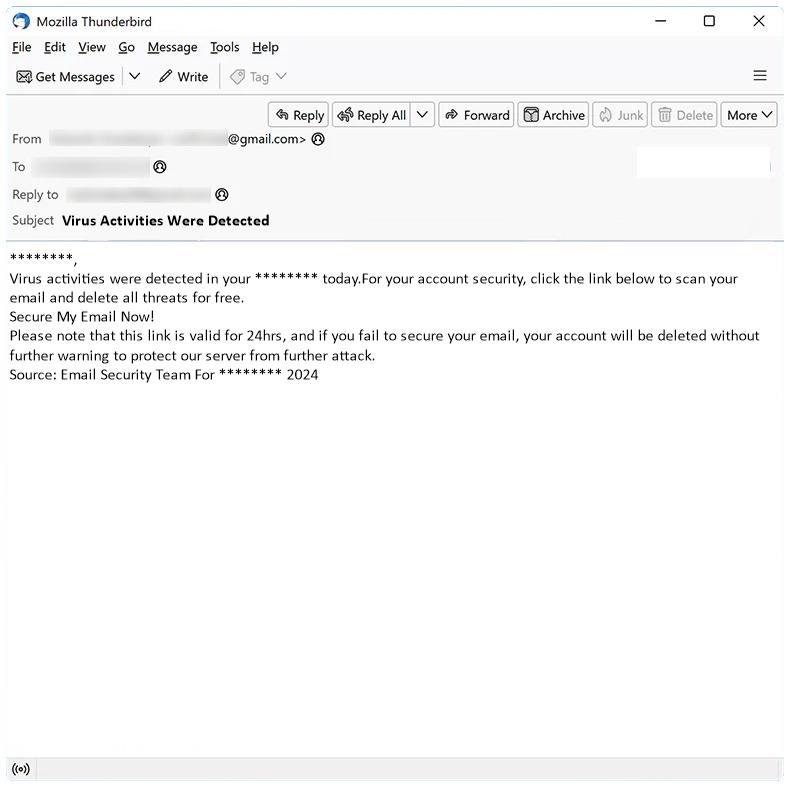 How to stop Virus Activities Were Detected email scam