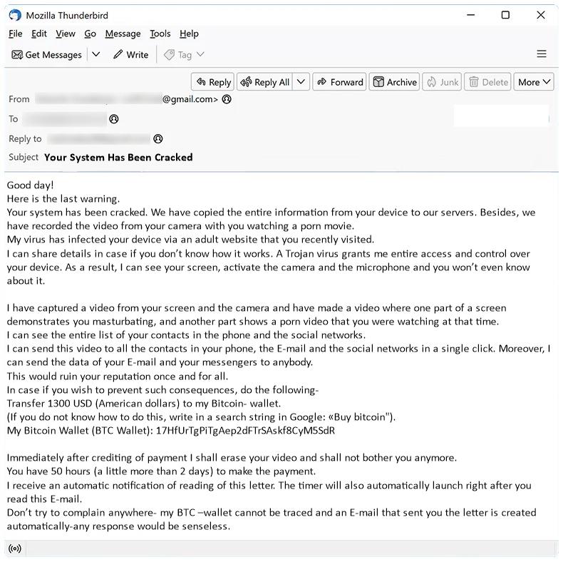 How to stop Your System Has Been Cracked email scam