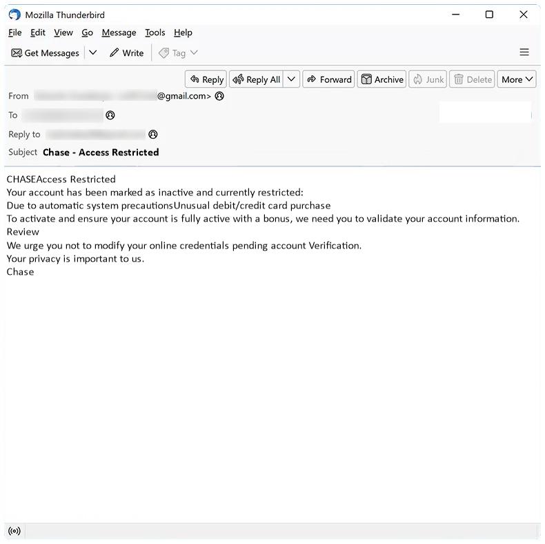 How to stop Chase – Access Restricted email scam