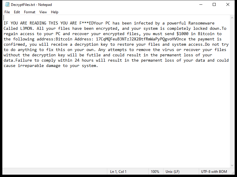 How to remove L3MON Ransomware and decrypt random files