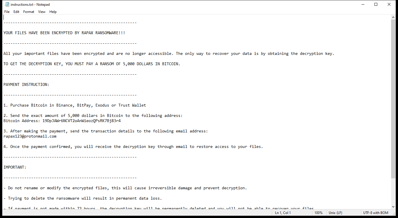 rapax ransomware ransom note