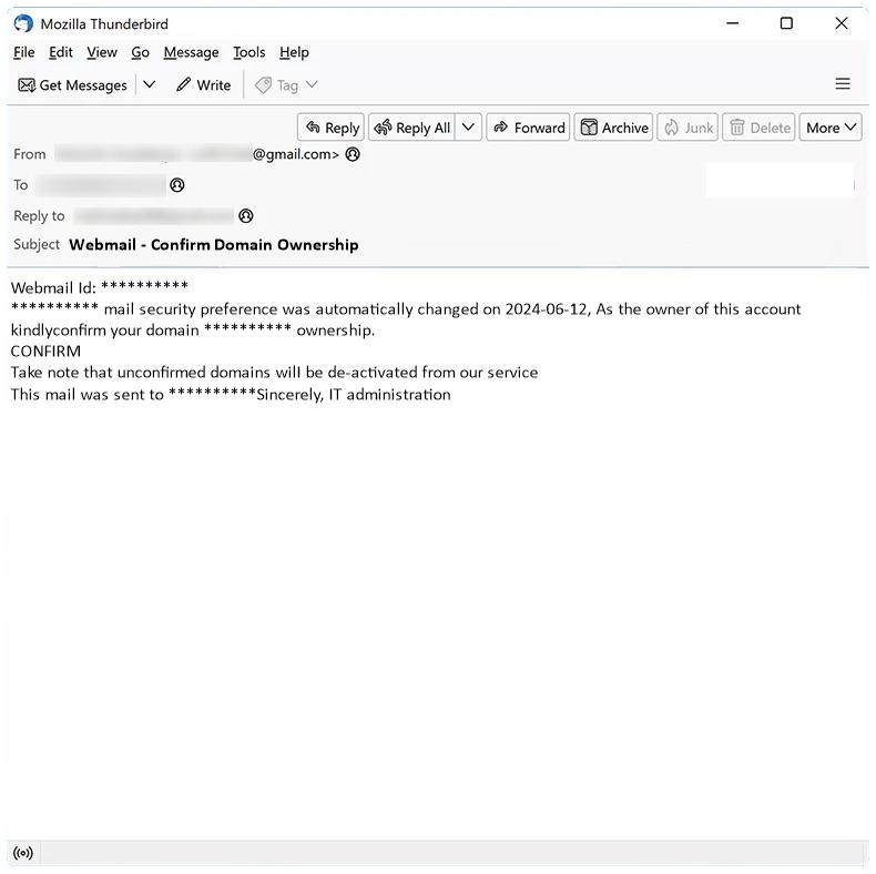 How to stop Webmail – Confirm Domain Ownership email scam