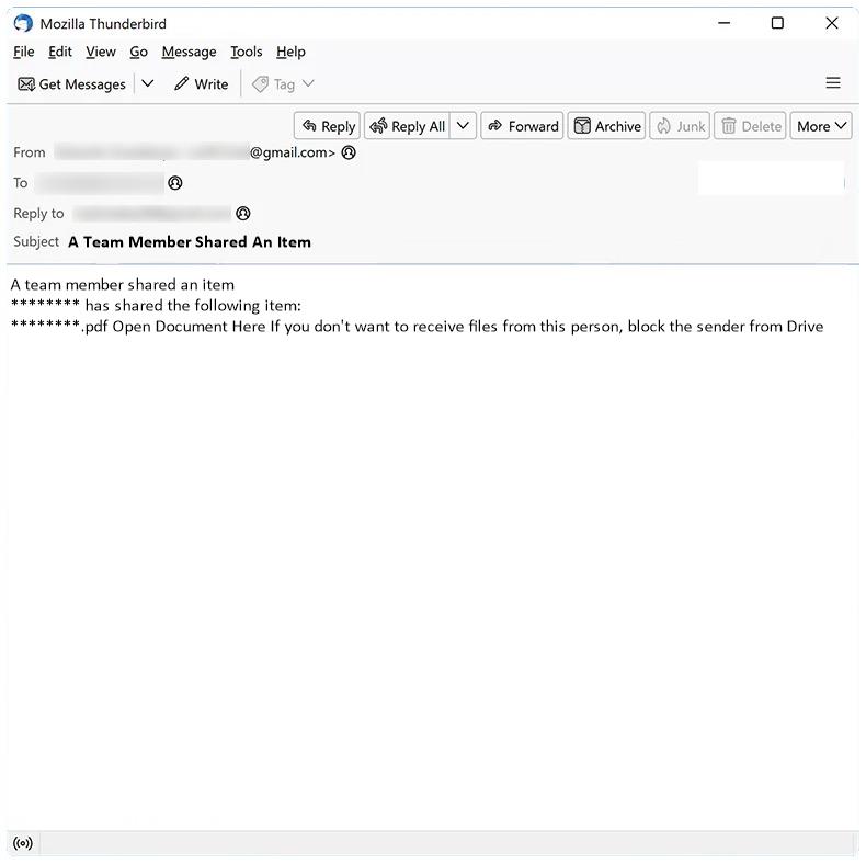 How to stop A Team Member Shared An Item email scam